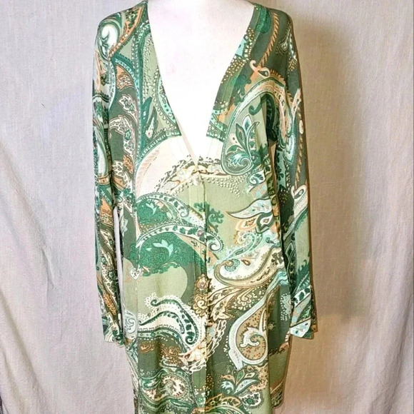 Chicos The Everyday Cardigan Paisley Button Down Long Sleeve SZ 1(M) - Picture 2 of 11